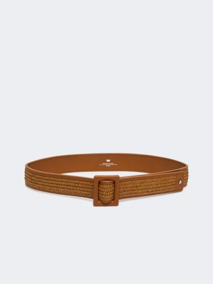 Raffia effect belt, tangerine