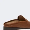 Raffia-effect canvas mules, amber brown