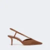 Raffia-look canvas slingbacks, amber brown Raffia-look canvas slingbacks, amber brown