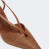 Raffia-look canvas slingbacks, amber brown Raffia-look canvas slingbacks, amber brown