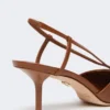 Raffia-look canvas slingbacks, amber brown Raffia-look canvas slingbacks, amber brown