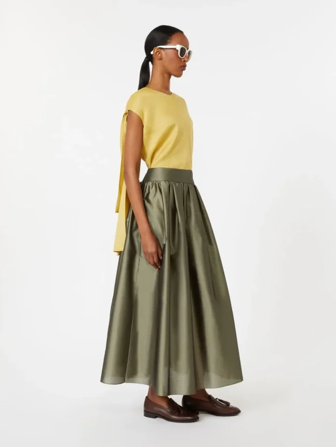 Ramie canvas blouse, bright yellow