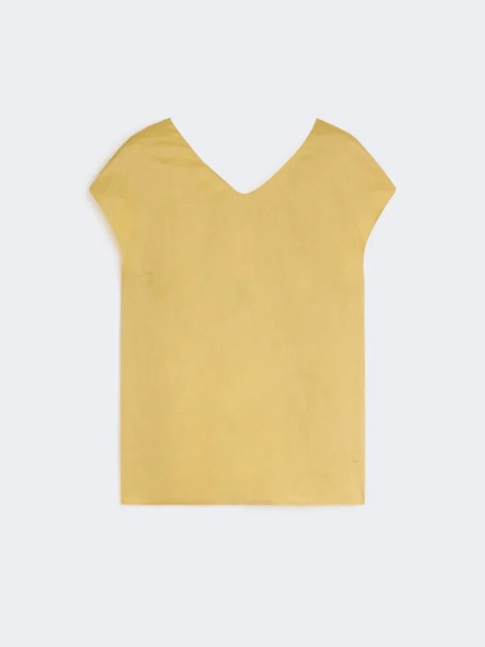Ramie canvas blouse, bright yellow