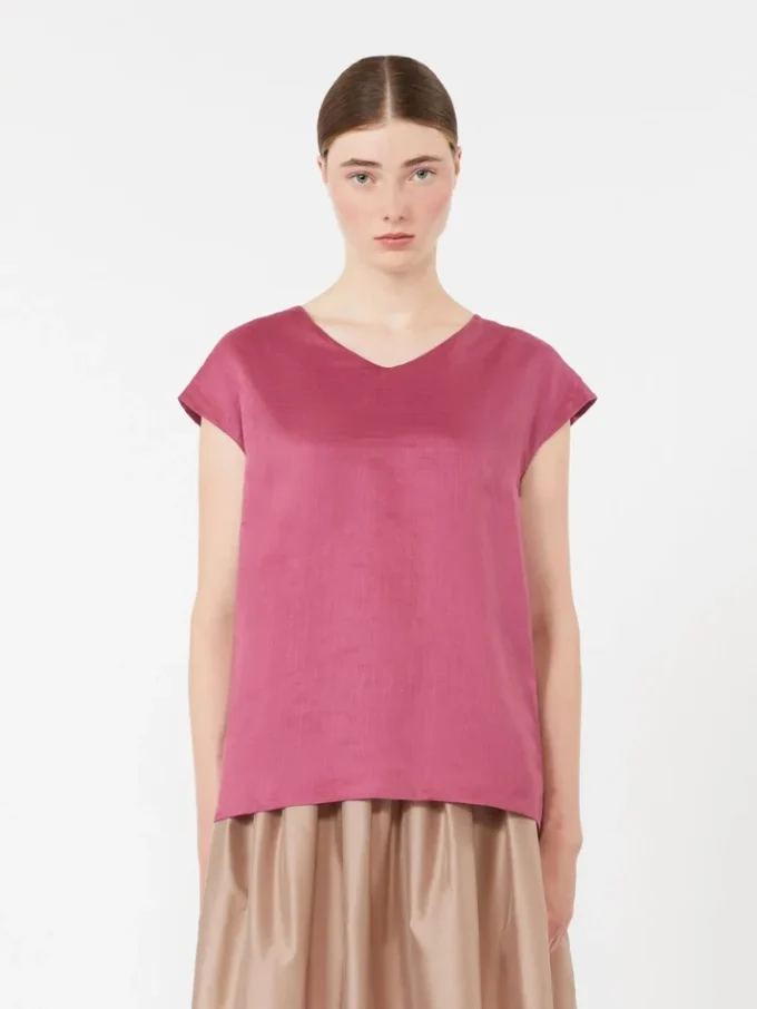 Ramie canvas blouse, cyclamen Ramie canvas blouse, cyclamen