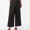 Ramie canvas cropped trousers, black