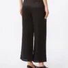 Ramie canvas cropped trousers, black