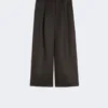 Ramie canvas cropped trousers, black