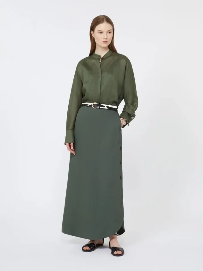 Ramie canvas shirt, kaki