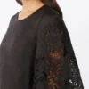 Ramie gauze and broderie anglaise t-shirt, black