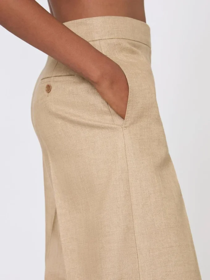 Regular-cut trousers in linen basketweave, camel