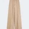 Regular-cut trousers in linen basketweave, camel