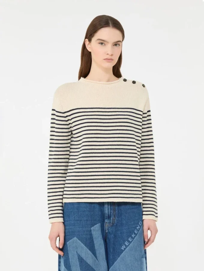 Relaxed-fit cotton sweater, navy