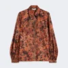 Relaxed-fit printed silk shirt, terra cotta