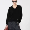 Relaxed-fit wool and cashmere sweater, black