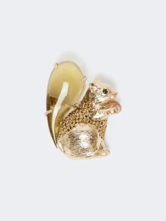 Resin and glass brooch, brown