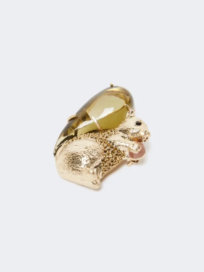 Resin and glass brooch, brown Resin and glass brooch, brown