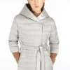 Reversible down jacket in water-repellent satin, ivory