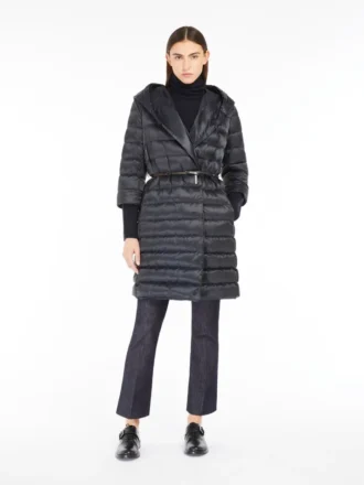 Reversible down jacket in water-repellent satin, midnightblue