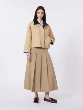 Reversible padded jacket in water-repellent fabric, beige