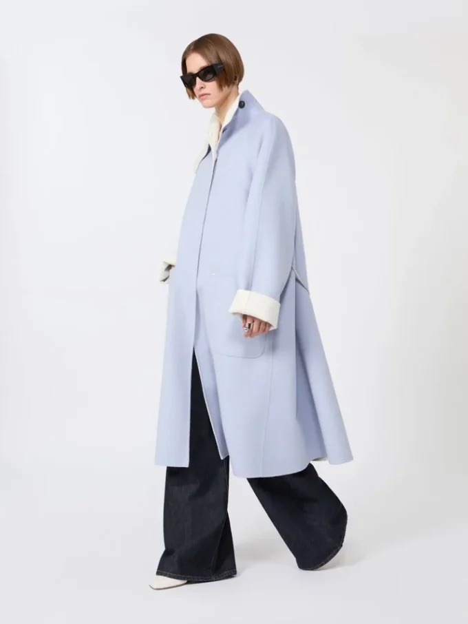 Reversible pure wool coat, avio