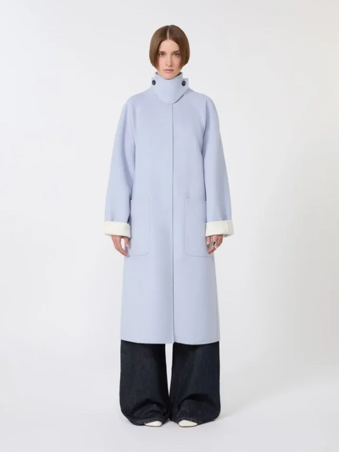 Reversible pure wool coat, avio