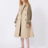 Reversible water-repellent gabardine trench coat, beige