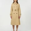 Reversible water-repellent gabardine trench coat, beige