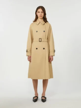 Reversible water-repellent gabardine trench coat, beige