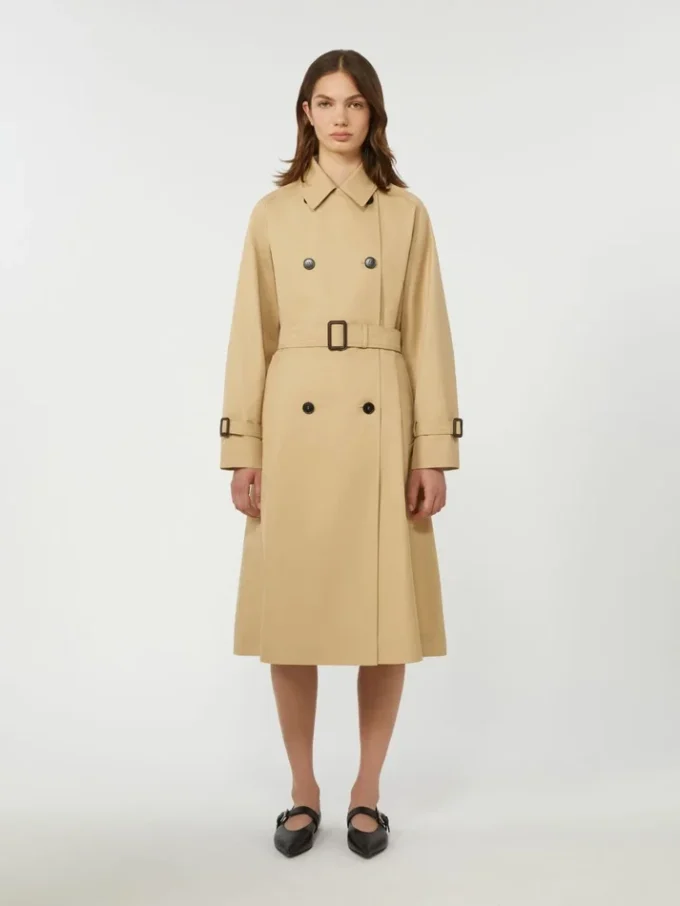 Reversible water-repellent gabardine trench coat, beige
