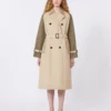 Reversible water-repellent gabardine trench coat, beige