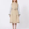 Reversible water-repellent gabardine trench coat, beige