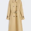 Reversible water-repellent gabardine trench coat, beige