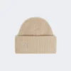 Rib-knit cashmere beanie hat, beige