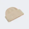 Rib-knit cashmere beanie hat, beige