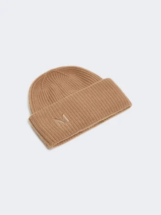 Rib-knit cashmere beanie hat, camel Rib-knit cashmere beanie hat, camel