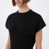 Rib-knit viscose sweater, black