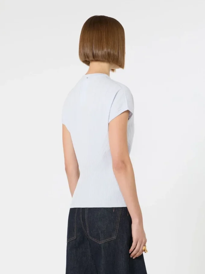 Rib-knit viscose sweater, light blue