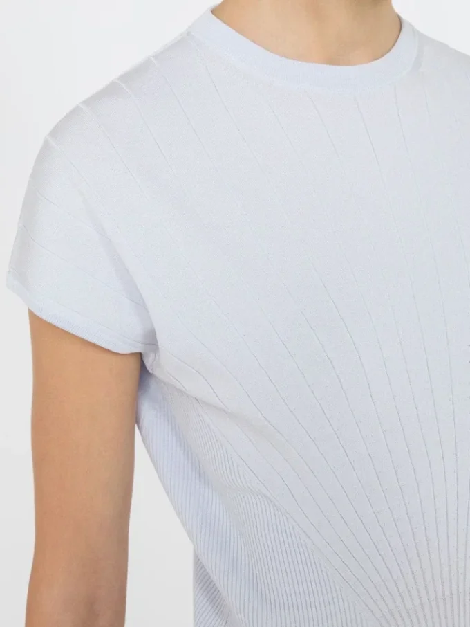 Rib-knit viscose sweater, light blue