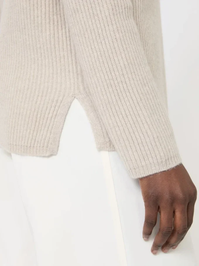 Ribbed cashmere jumper, beige