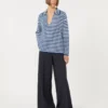 Ribbed cashmere jumper, white blue