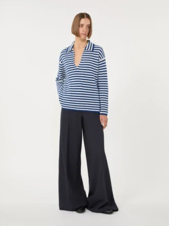 Ribbed cashmere jumper, white blue