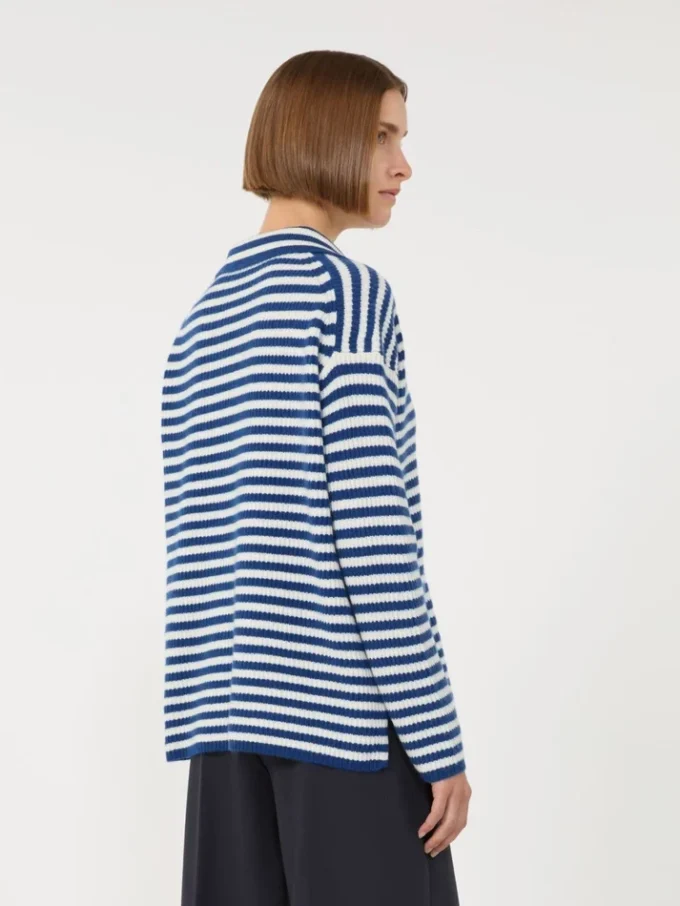 Ribbed cashmere jumper, white blue