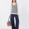 Ribbed cotton yarn jumper, navy