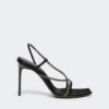 Satin and crystal sandals, black