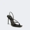 Satin and crystal sandals, black