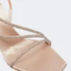 Satin and crystal sandals, make up nude