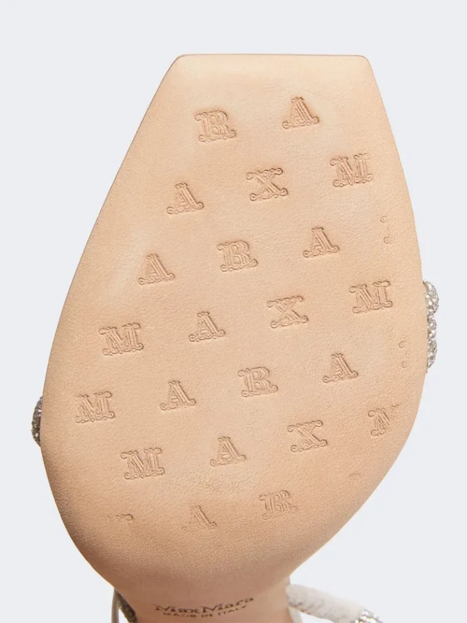 Satin and crystal sandals, make up nude