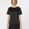 Satin and jersey t-shirt, black