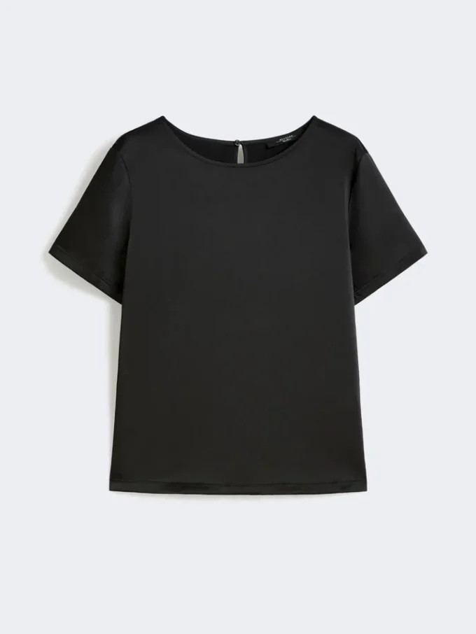 Satin and jersey t-shirt, black