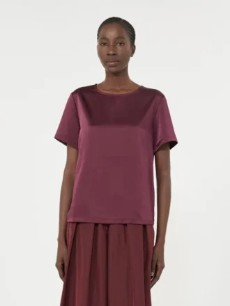 Satin and jersey t-shirt, bordeaux